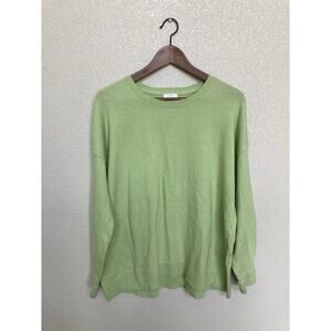 J Jill womens size large cotton nylon sweater green long sleeve casual beachy